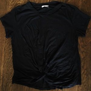 Black Tee with Rip and Knot